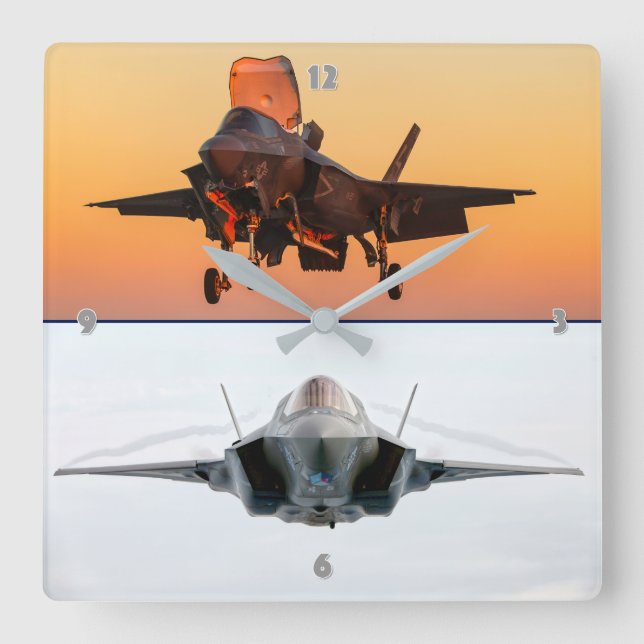 RELÓGIO QUADRADO F-35B LIGHTNING II (Frente)