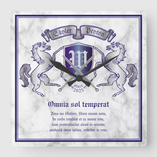 Relógio Quadrado Faça seu próprio protetor do cavalo da prata da (Frente)