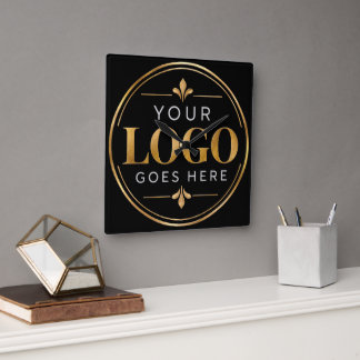 Relógio Quadrado Fácil Logotipo Empresarial Corporativo Personaliza