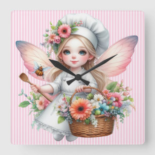Relógio Quadrado Fada Chef Wall Clock