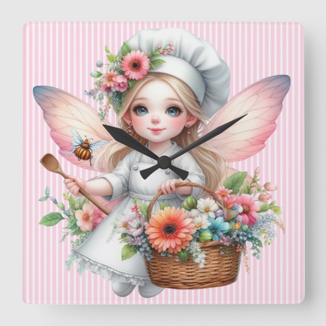 Relógio Quadrado Fada Chef Wall Clock (Frente)