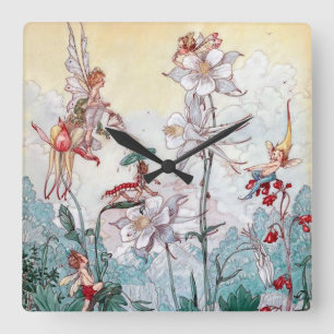 Relógio Quadrado Fadas do vintage no jogo