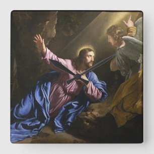 Relógio Quadrado Faith Love Cross Prayer Christianity Destino da Pa