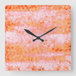 Relógio Quadrado Falso couro salmão, esbranquiçado