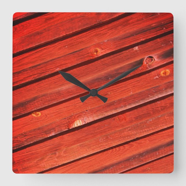 Relógio Quadrado Faluröt, cores típicas do Falun sueco (Frente)