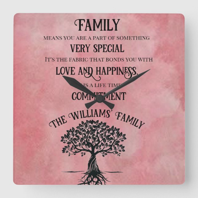 Relógio Quadrado Família (Frente)