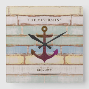 Relógio Quadrado Família de nomes de embarcações de madeira russ