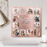 Relógio Quadrado Família É Tudo Citação Foto Da Família<br><div class="desc">Crie facilmente o seu próprio relógio personalizado de rosa-ouro metálico-moderno com as suas fotografias personalizadas. O design também apresenta uma bela citação manuscrita: "Família é tudo". Para obter os melhores resultados,  recorte as imagens para o quadrado - com o ponto de foco no centro - antes de carregar.</div>