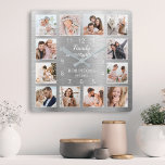 Relógio Quadrado Família É Tudo Citado Foto Prateada Da Família<br><div class="desc">Crie facilmente o seu próprio relógio personalizado metálico prateado moderno estilo de parede com as suas fotos personalizadas. O design também apresenta uma bela citação manuscrita: "Família é tudo". Para obter os melhores resultados, recorte as imagens para o quadrado - com o ponto de foco no centro - antes de...</div>