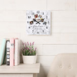Relógio Quadrado Família Personalizada de Colagem de Fotos da Vovó<br><div class="desc">Vovó, nós te amamos! Este maravilhoso relógio personalizado é o presente perfeito para que sua avó saiba o quanto você a ama. Basta carregar suas fotos favoritas que são exibidas em um fundo de mármore de cinza e personalizar o texto para fazer deste um presente especial. A vovó pode ser...</div>