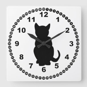 Relógio Quadrado Familiar da Bruxa de Gato Negro