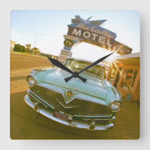 Relógio Quadrado Famoso Motel Blue Swallow na Rota 66