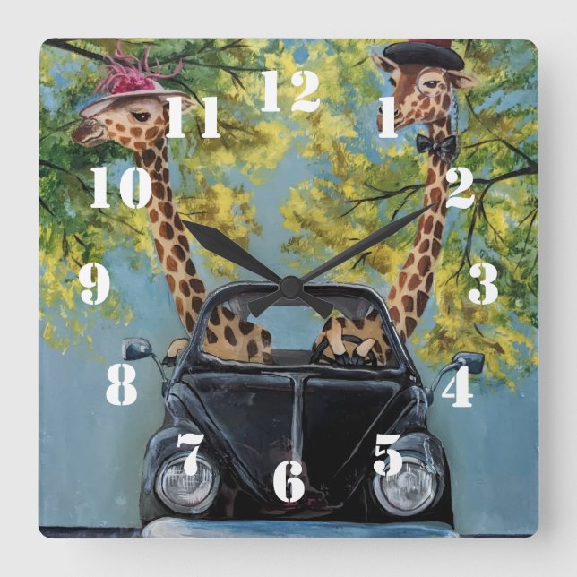 Relógio Quadrado Fancy Giraffe (Frente)