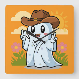 Relógio Quadrado Fantasma de Cowboy Bonito para a decoração diverti