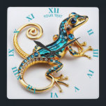 Relógio Quadrado Fantasy Cute Vivid Art Deco Gecko<br><div class="desc">Fantasy,  Bela Viva Arte Deco Gecko. Perfeito Como Presente De Aniversário Ou Para Qualquer Tipo De Partido</div>