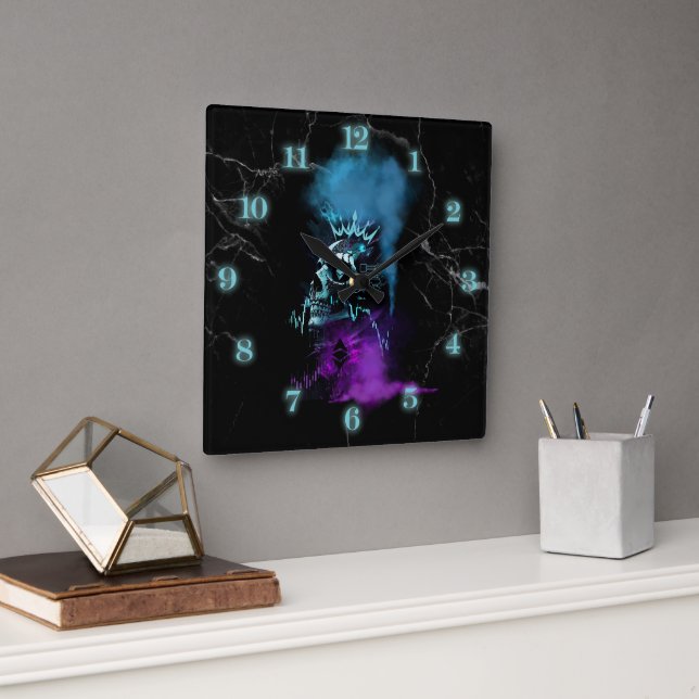 Relógio Quadrado Fantasy Design | Cryptocurrency | Ethereum Marble  (Escritório)