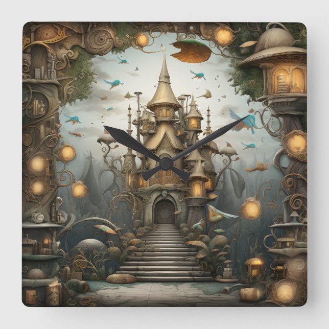Relógio Quadrado Fantasy Land Wall Clock (Frente)