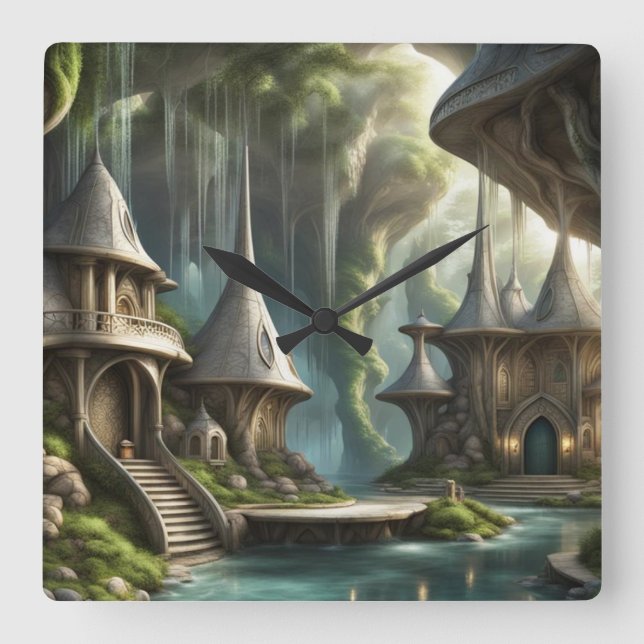 Relógio Quadrado Fantasy Lands (Frente)