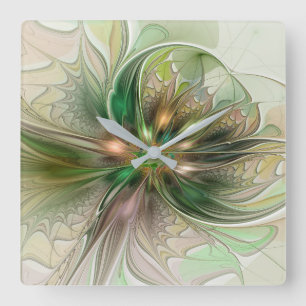 Relógio Quadrado Fantasy Moderna Abstrato Fractal Sq.