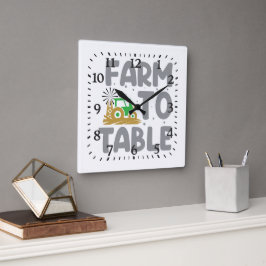 Relógio Quadrado Farm to Table Tractor Windmill 