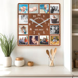 Relógio Quadrado Farmhouse De Madeira Rustic Oak Barn 12 Colagem Fo<br><div class="desc">Farmhouse Rustic Oak Barn Wood 12 Foto Collage Square Wall Clock. Grande e rústico celeiro branco vintage madeira personalizada familia nome ano de decor de parede estabelecido. A prancha de madeira perfeita do país procura qualquer casa ou cozinha.</div>