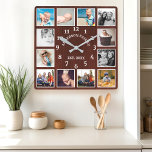 Relógio Quadrado Farmhouse Rustic Mahogany Wood 12 Foto Colagem<br><div class="desc">Armário Russo Mahogany Barn Wood Farmhouse 12 Foto Collage Square Wall Clock. Grande e rústico celeiro branco vintage madeira personalizada familia nome ano de decor de parede estabelecido. A prancha de madeira perfeita do país procura qualquer casa ou cozinha.</div>