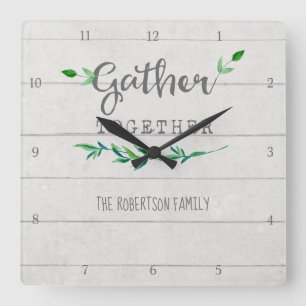 Relógio Quadrado Farmhouse Shiplap Madeira Folha Simples Junta
