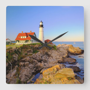 Relógio Quadrado Faróis Farol Rockport Maine