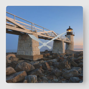 Relógio Quadrado Faróis Porta Clyde Maine Lighthouse