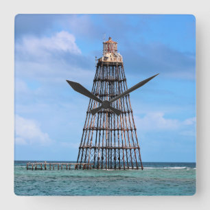 Relógio Quadrado Farol chave da areia, pulso de disparo de parede