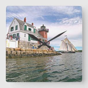 Relógio Quadrado Farol do quebra-mar de Rockland, pulso de disparo