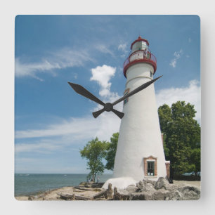 Relógio Quadrado Farol Marblehead em Northwest Ohio