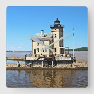 Relógio Quadrado Farol Rondout Creek, Nova Iorque