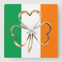 Faux Dourada Shamrock Clover Irish Flag