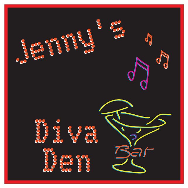 Relógio Quadrado Faux Neon Diva Den Timepiece (Criador carregado)