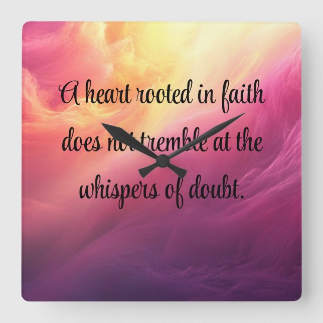 Relógio Quadrado Fé Inabalável (Frente)