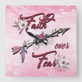 Relógio Quadrado Fé Sobre Fear Wall Clock Quadrado