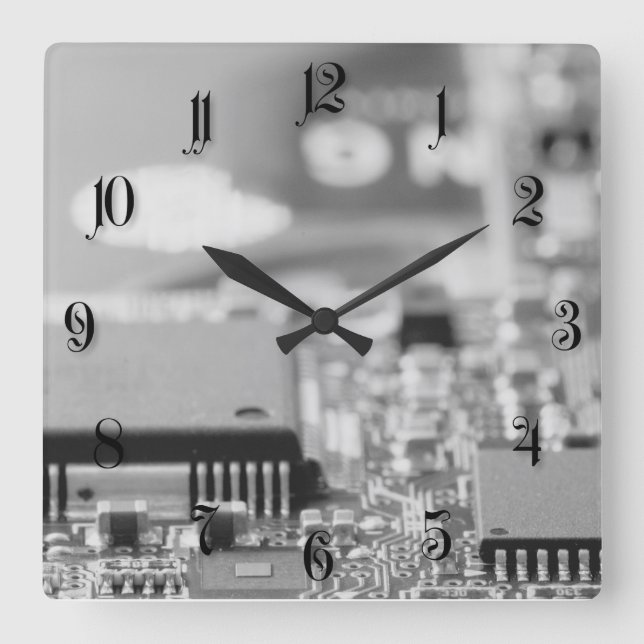 Relógio Quadrado Fecho do chip do computador (Frente)