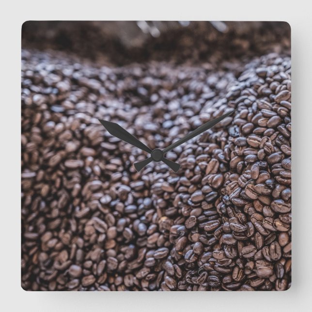 Relógio Quadrado Feijões de café (Frente)