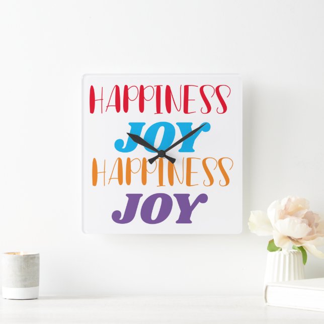 Relógio Quadrado Felicidade Joy Wall Clock (Lar)