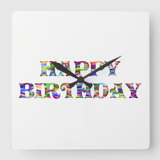 Relógio Quadrado Feliz aniversário (Frente)