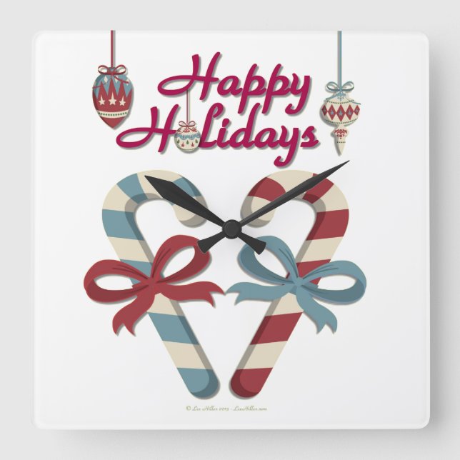 Relógio Quadrado Feliz Natal Coração de Cana de Açúcar (Frente)