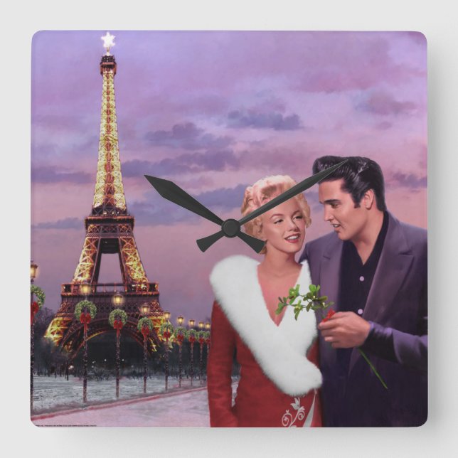 Relógio Quadrado Feriado de Paris (Frente)
