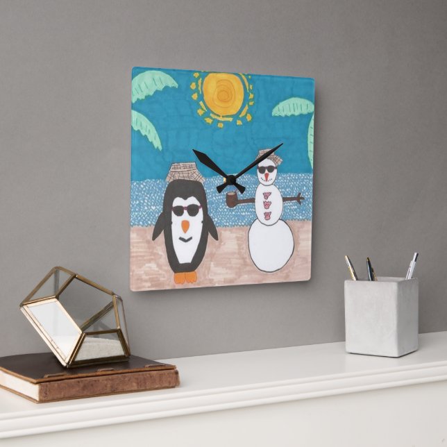 Relógio Quadrado Férias de Natal (Escritório)