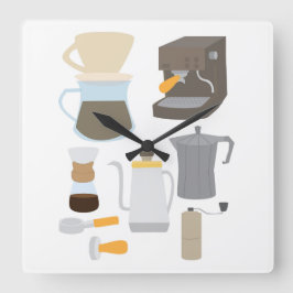 Relógio Quadrado Ferramentas de Cafeteira