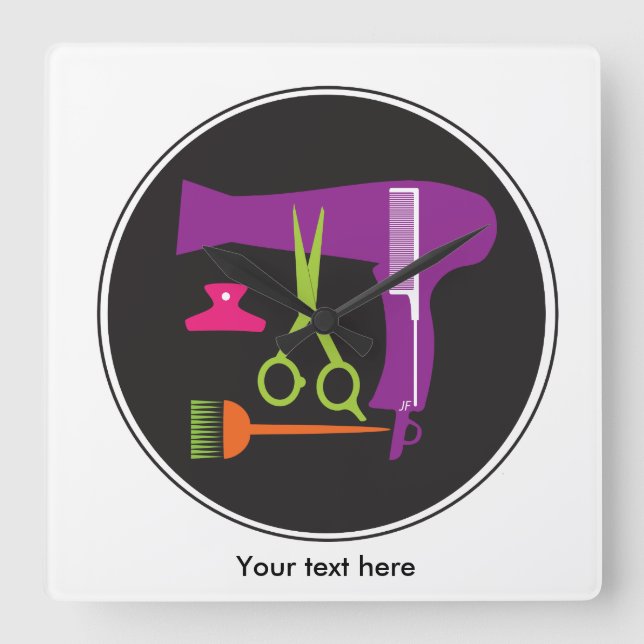 Relógio Quadrado Ferramentas dos penteados (Frente)