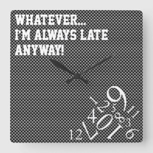 Relógio Quadrado Fibra De Carbono De cinza Sempre Atrasada : Relógi