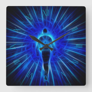 Relógio Quadrado Figura emerge da luz