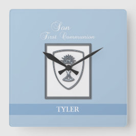 Relógio Quadrado Filho, 1ª Comunhão Silver Chalice