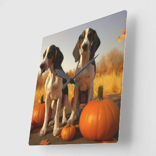 Relógio Quadrado Filhote de Treeing Walker Coonhound Abóbora de Out
